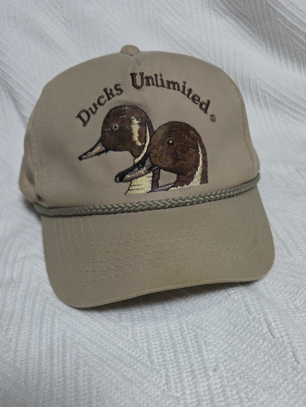 Vintage Ducks Unlimited Rope Hat Snapback Cap Made in Korea Mallard Duck Tan